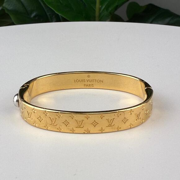 💎✨Authentic Louis Vuitton Nanogram Cuff Gold Bracelet Size 6" - Picture 1 of 6